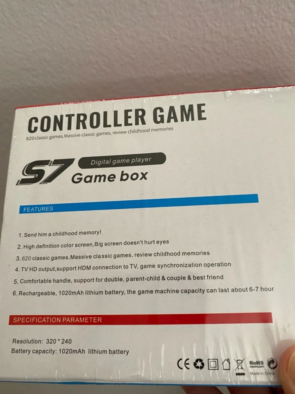 S7 Controller Game Box Handheld Gaming Console - Red & Blue